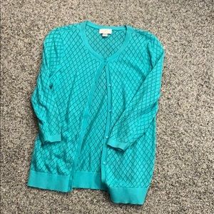 Loft teal 3/4 sleeve cardigan